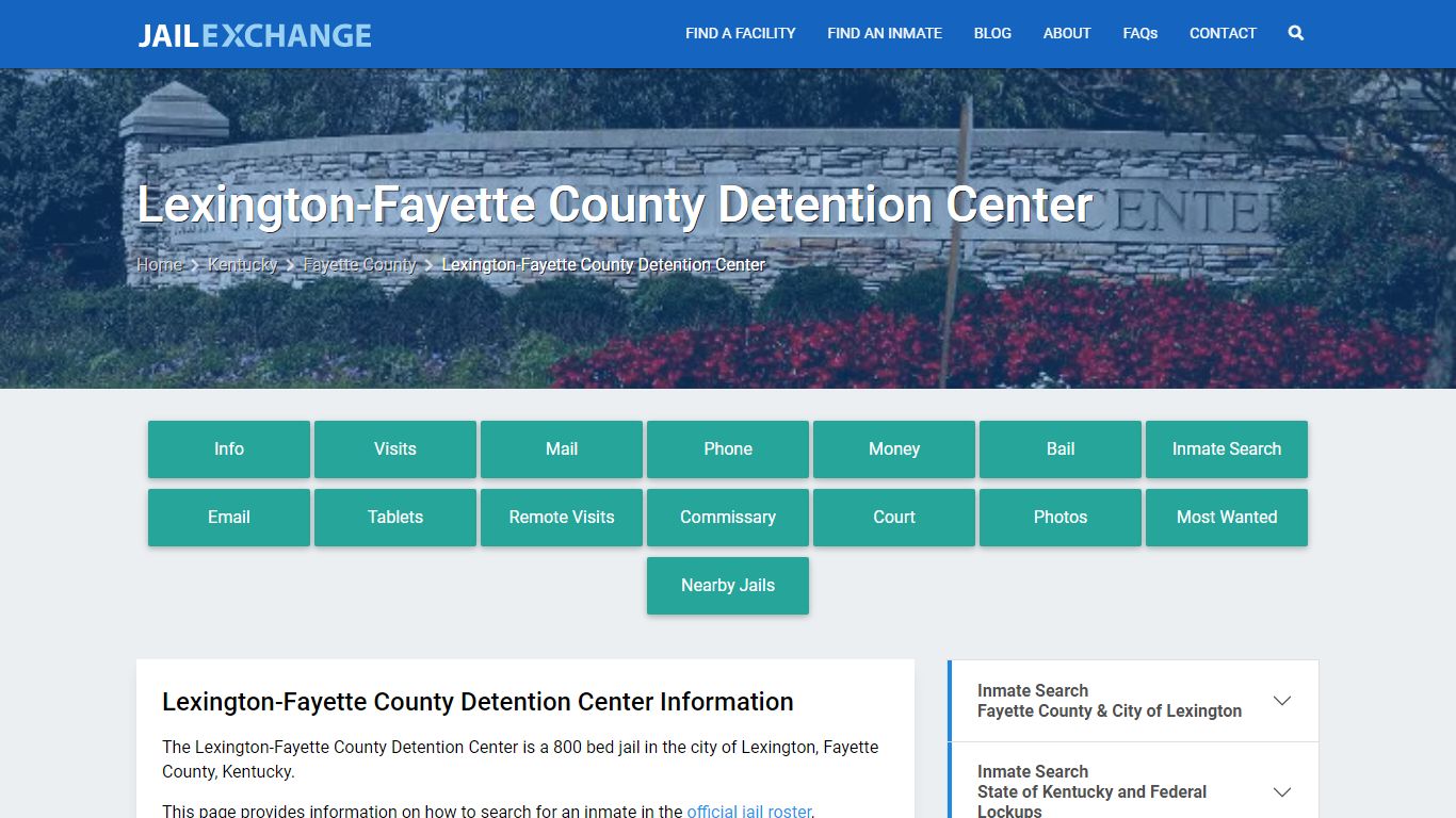Lexington-Fayette County Detention Center, KY Inmate Search, Information